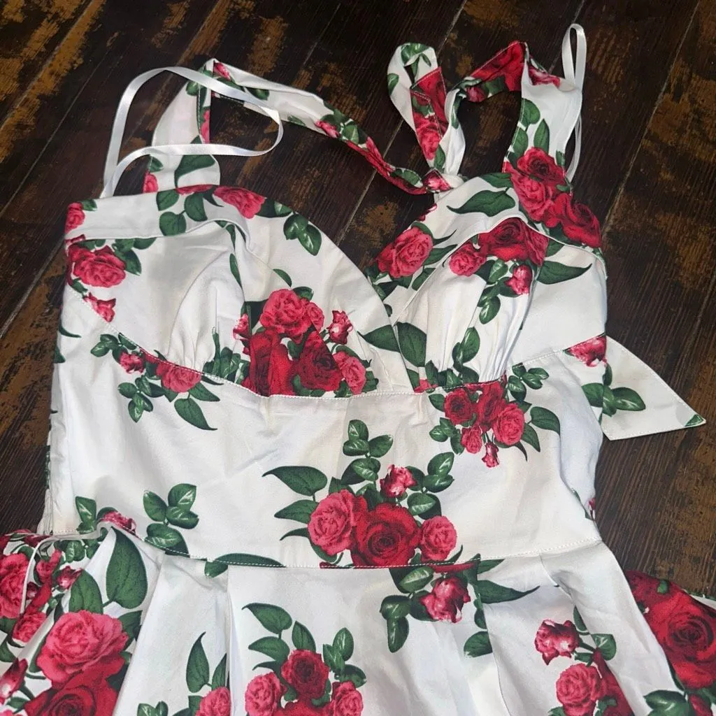 Hell Bunny Vixen pinup girl retro M rockabilly rose dress - Image 4