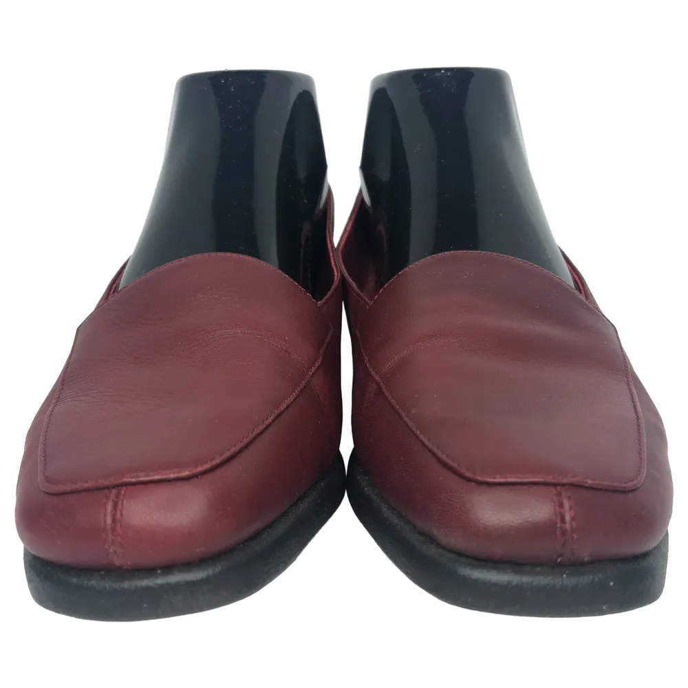 Red Wine Square Deal Soft Leather Loafers - Size 7.5 - Women - Image 3