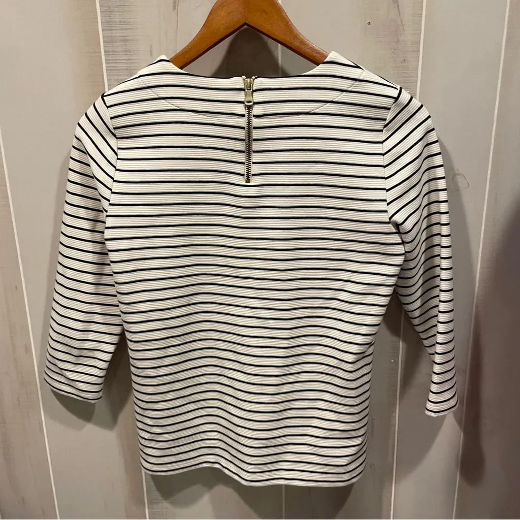 Cute creamy textured stripe classic Talbots top sweater - Image 5