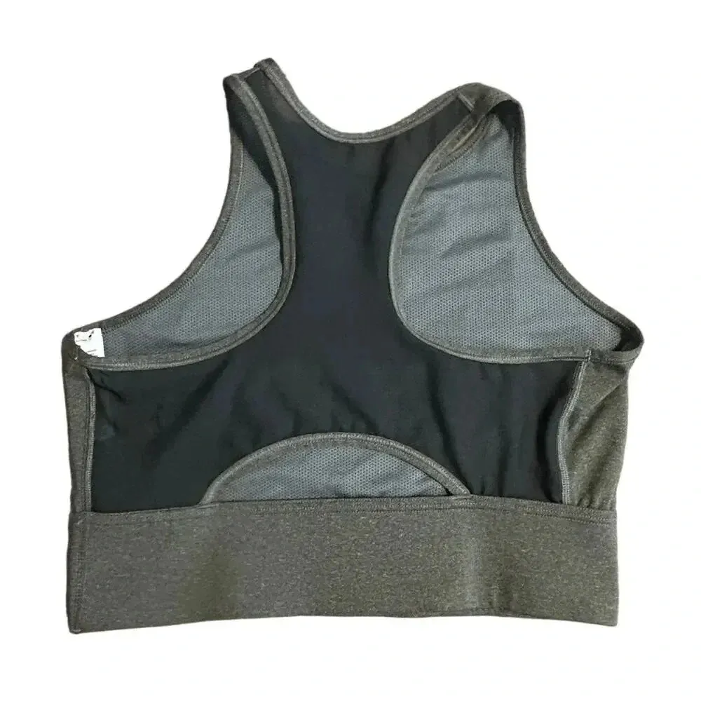 Nike Sports Bra Cropped Tank Size Large Gray Athleisure Workout Active Swoosh - Image 2