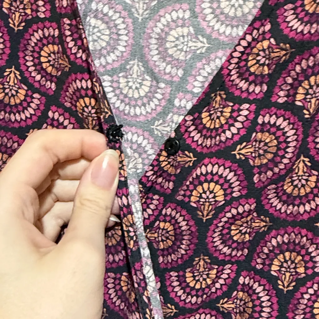 Marine Layer Emlyn Midi Wrap Short Sleeve Dress Fan Block Print Size Small - Image 8