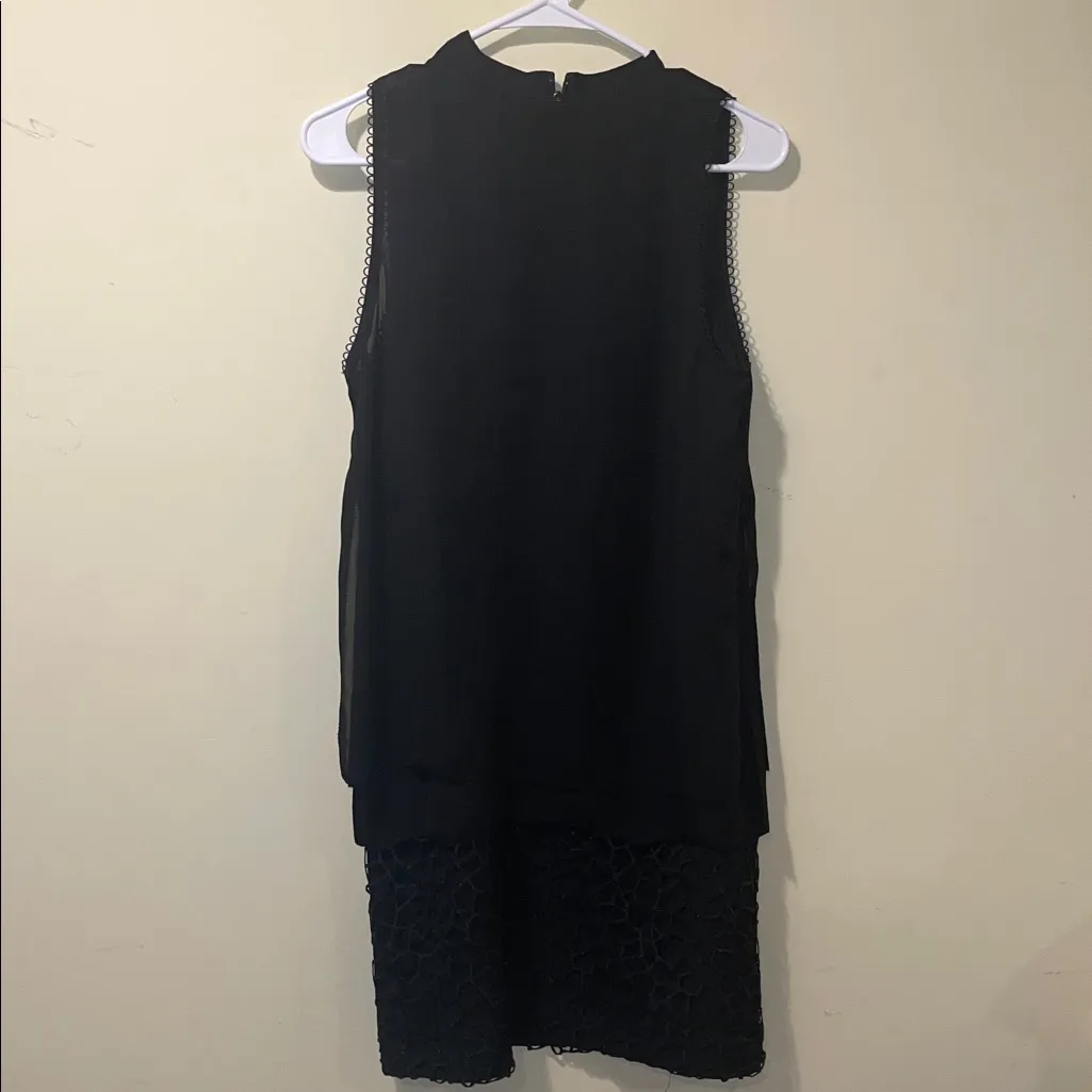 Womens Like New Reiss Black Metallic Coral Design Flowey Tiered Shift Mini Dress - Image 4