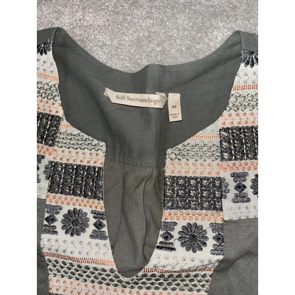 soft surroundings sage green tank embroidered neck line Xs EUC‎ - Image 2