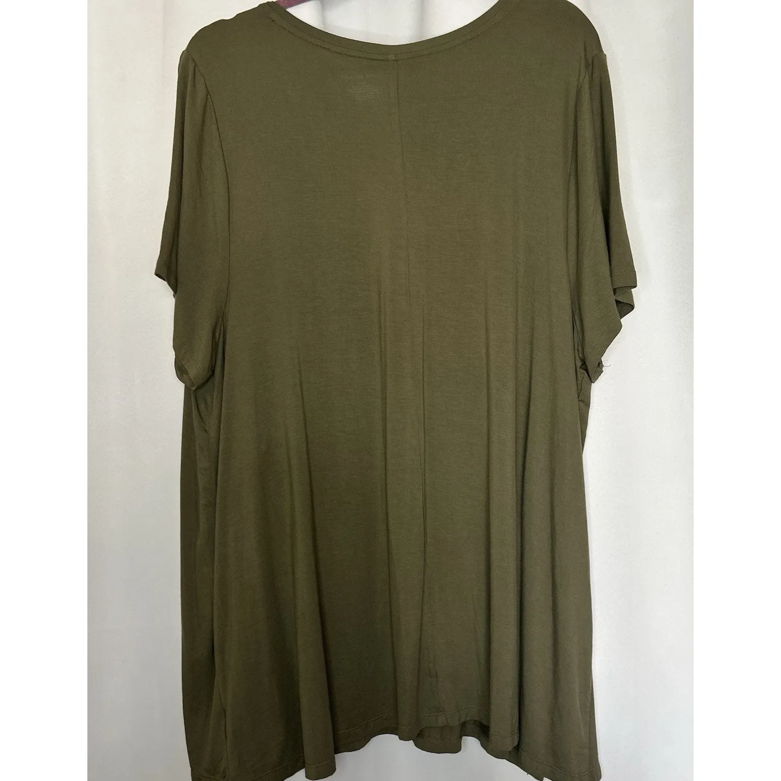Lane Bryant Olive Green‎ V Neck Flowy Tee Shirt 22/24 Short Sleeve NWT - Image 6