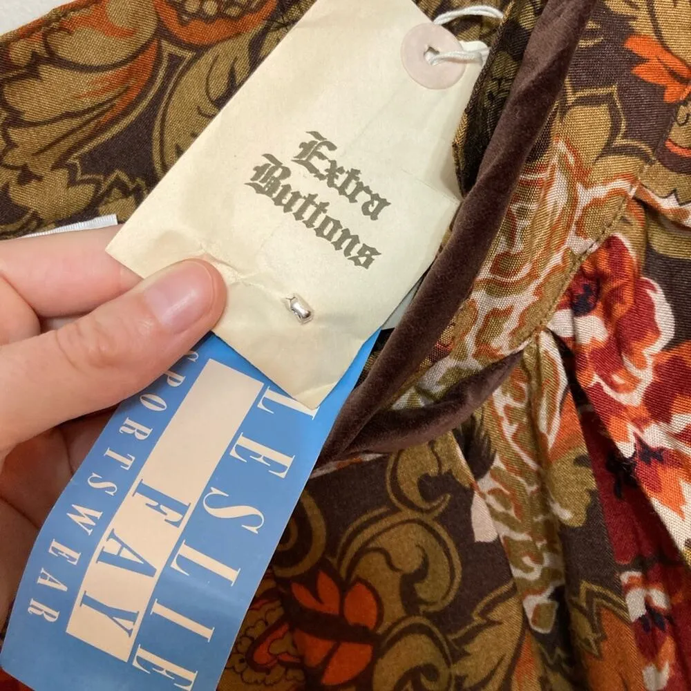 Vintage Deadstock Leslie Fay Sportswear Wide Leg Crop Culottes in Fall Floral - Image 10