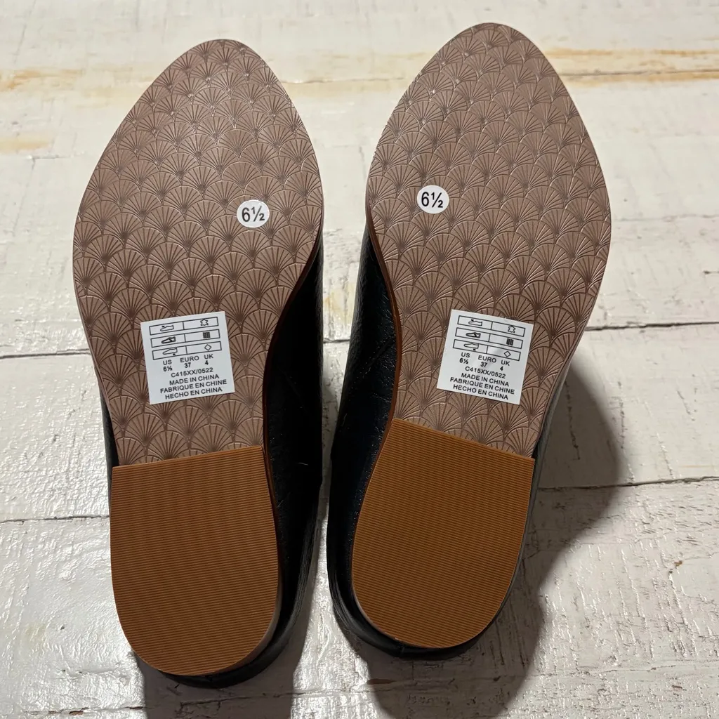 Kelsi Dagger Sail Mules NEW size 6.5 Black Leather Faux Shearling Slip On Clogs - Image 7