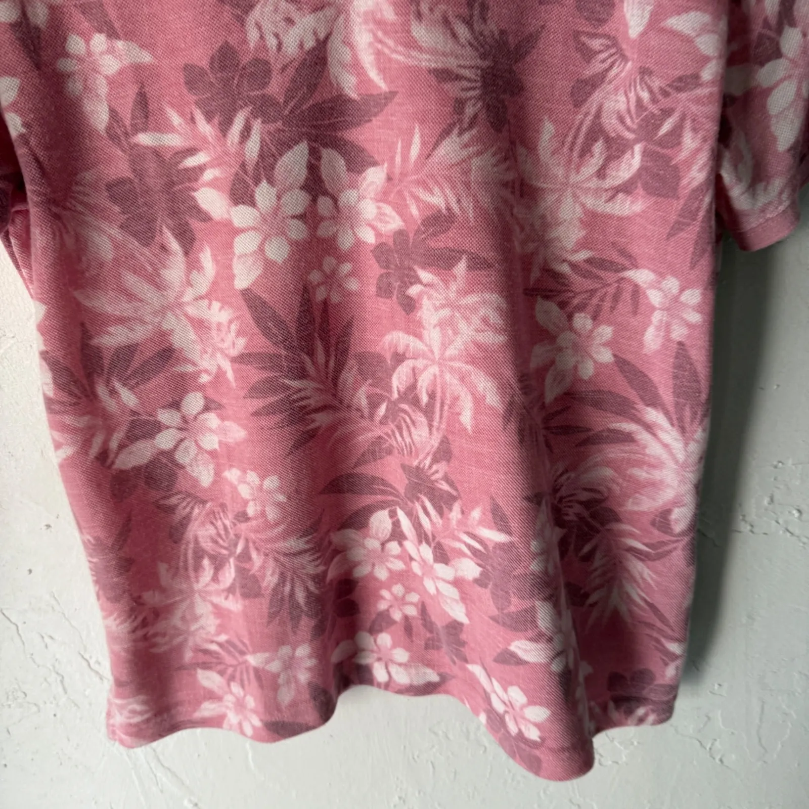 LL Bean Vintage 90s Womens Pink Floral Short Sl Polo Shirt M Vacation Hawaiian Size undefined - Image 5