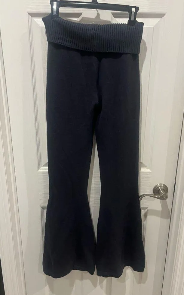 Edikted Dark Blue Foldover Flare Pants - Image 3