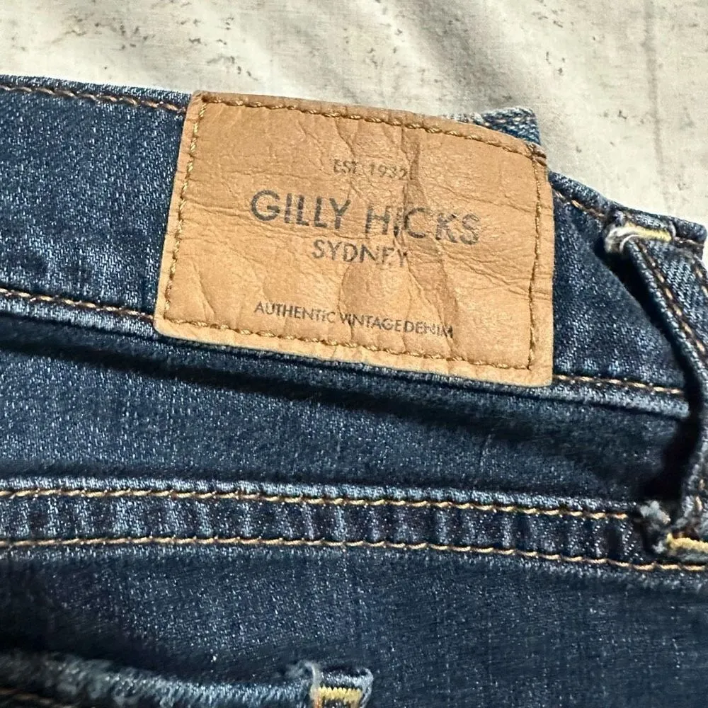 Gilly Hicks Sydney , cheeky stretch denim blue jean shorts , distressed style - Image 5