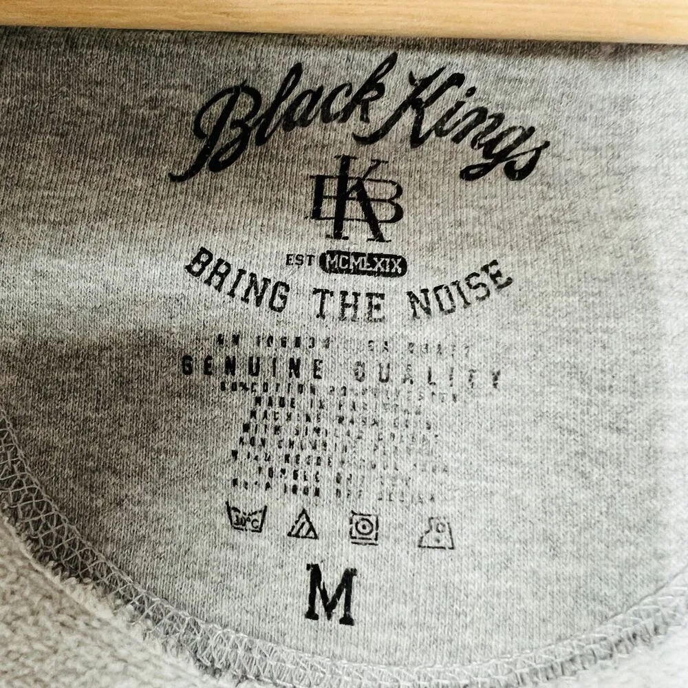 Black Kings MEDIUM These Are Hard Times for Dreamers Gray Crop Hoodie Sweater - Image 10