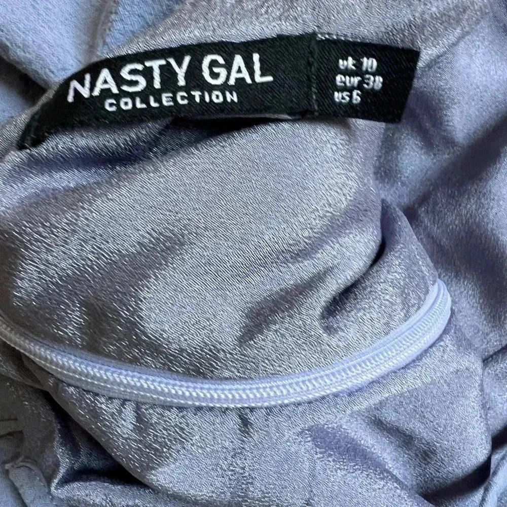 Nasty Gal Linen Cut Out Open Back Midi Dress Blue Lavender  Size US 6 - Image 5