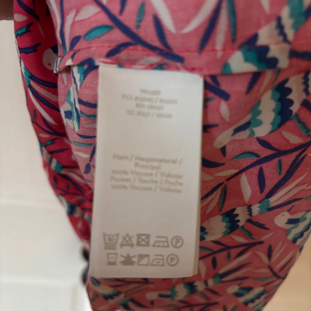 Boden Olwen Strawberry Split Bird Print Dress Size 6 Pink Midi Printed Summer - Image 13