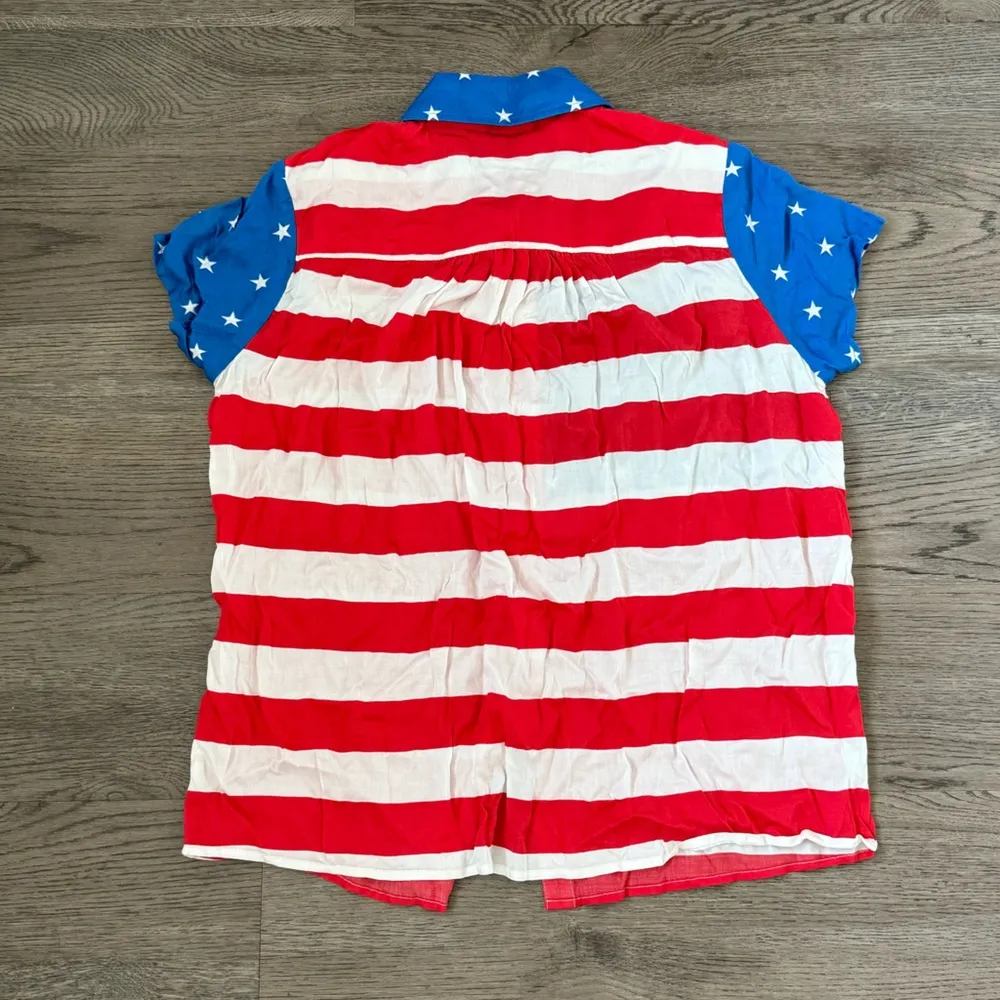 Tipsy Elves American Flag Button Down Shirt - Size S - Red/White/Blue - NWOT - Image 5