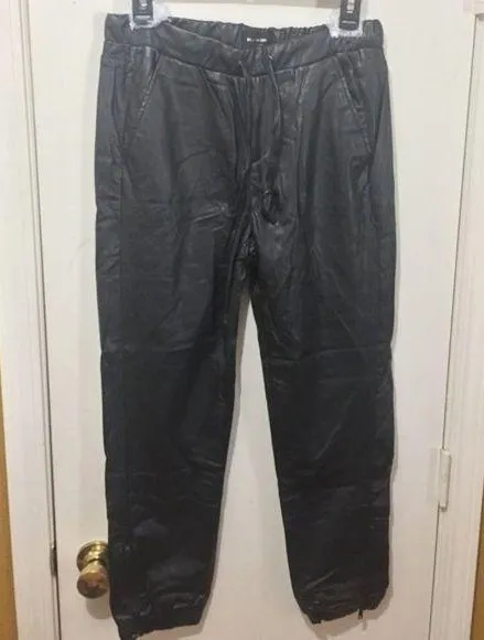 Black Orchid women's 27 faux leather drawstring ankle zip motorcycle pants 28x26 - Image 1