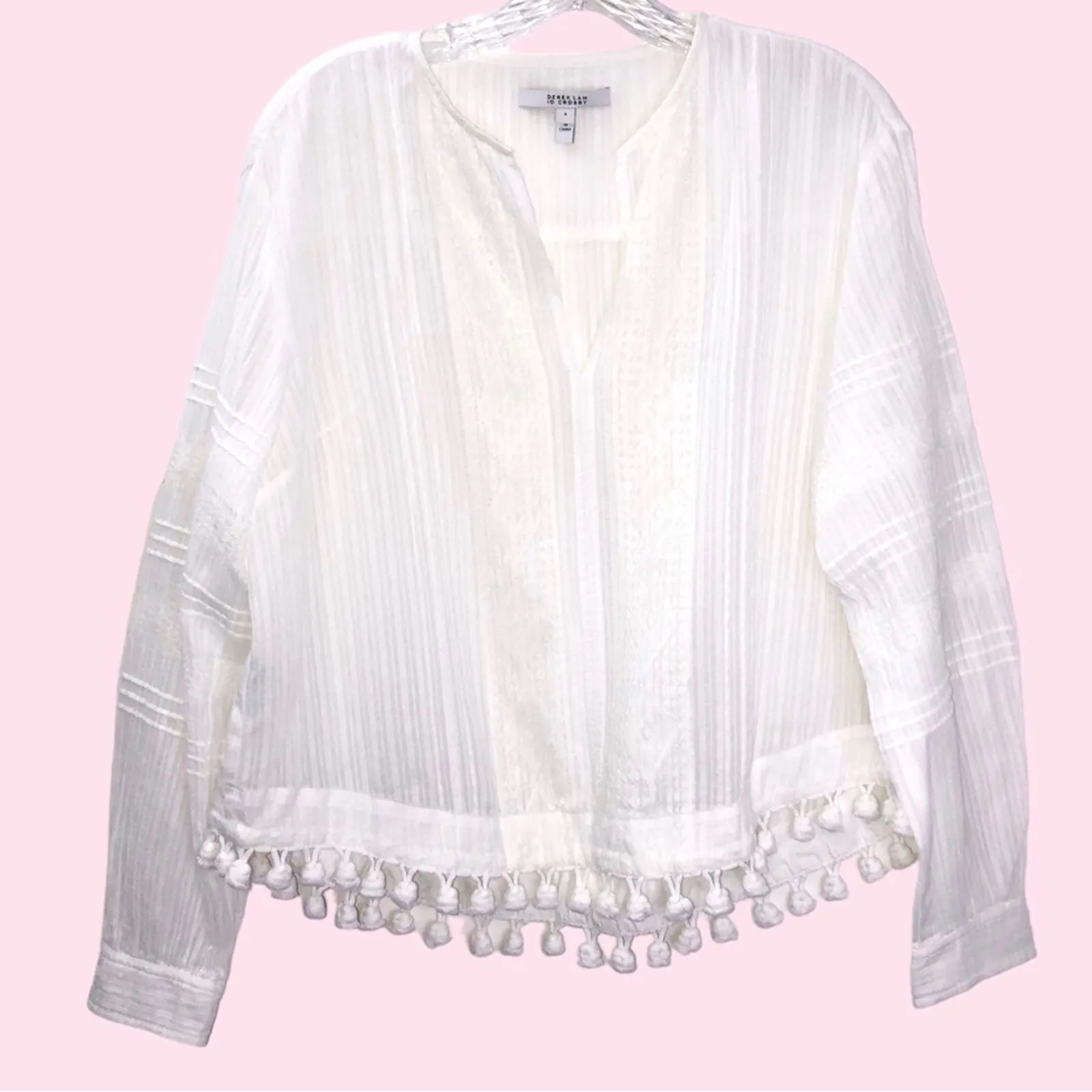 Derek Lam 10 Crosby Pintuck Tassel Trim Top 4 EUC - Image 4