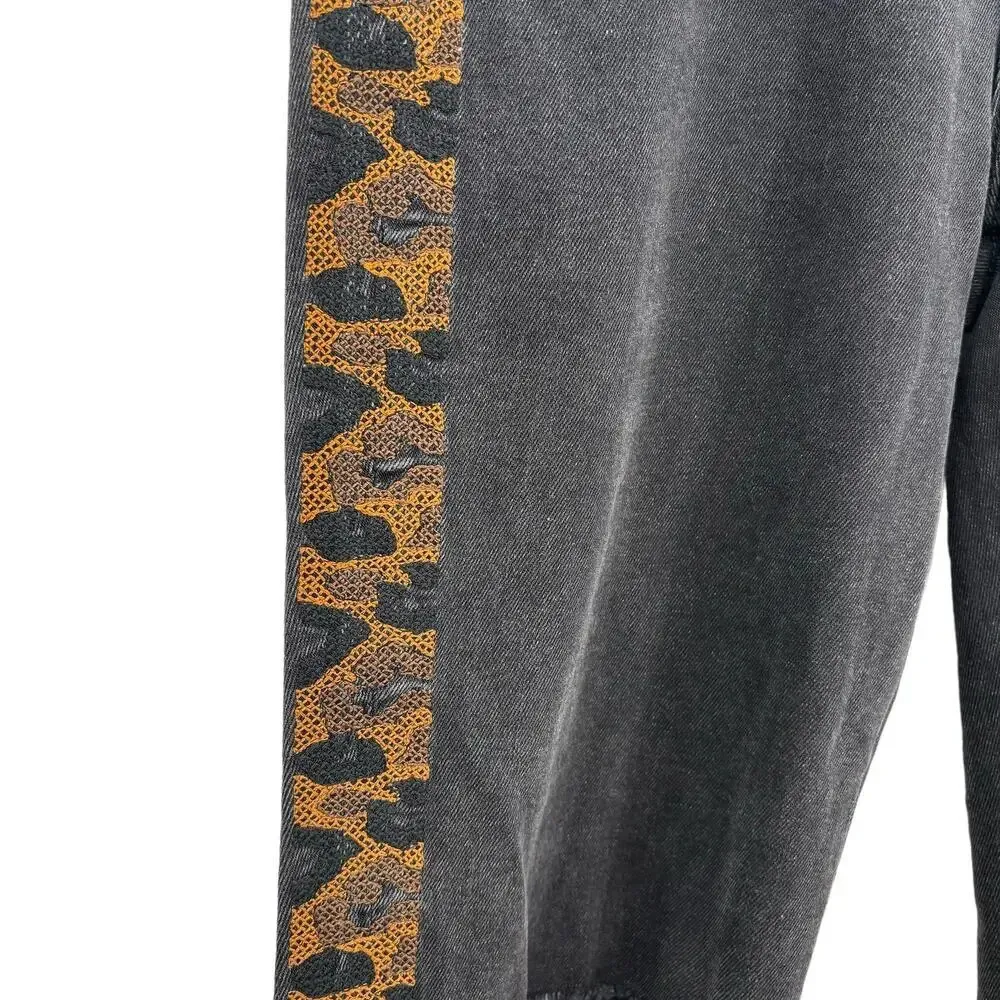 Driftwood Gizelle Skinny‎ Fit Ankle Jeans with Cheetah Stripe Black Size 28 - Image 7