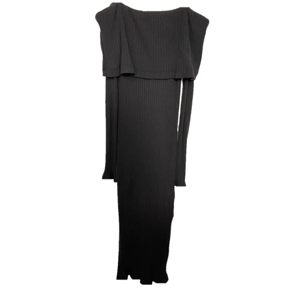 Andree By Unit Sweater Knit Off the Shoulder Long Sleeve Midi Dress Small Chic - Image 6