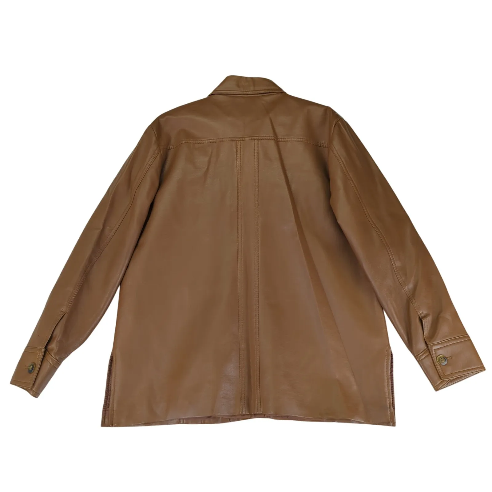 Vintage Stix Baer Fuller Vegan Faux‎ Leather Jacket Brown Women's Large Vinyl - Image 2