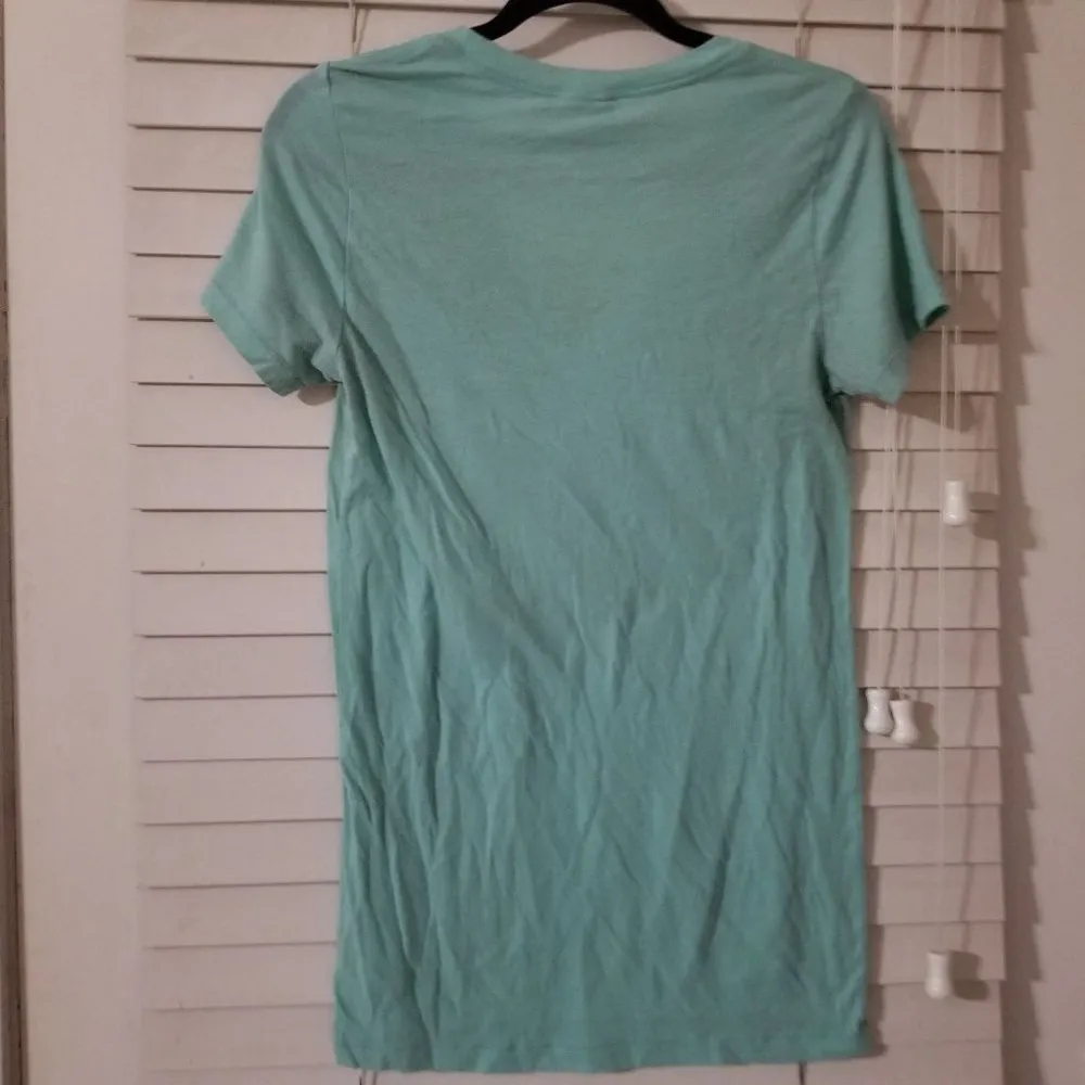 Pink M Teal V Neck T-Shirt - Image 2