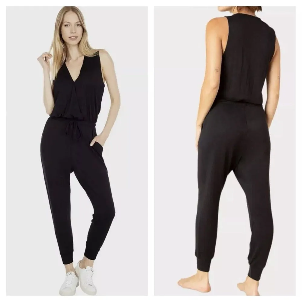 Beyond Yoga Easy Gather‎ Midi Jumpsuit Black Large Lounge Style # MB6140 - Image 2