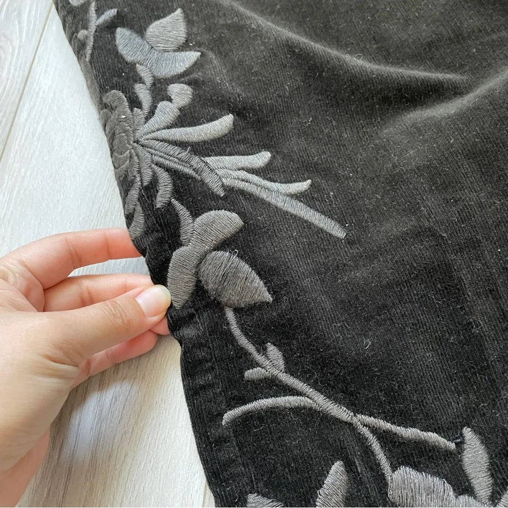 Cambio Corduroy pants floral embroidered womens Brown (size 12) riding boho folk - Image 9