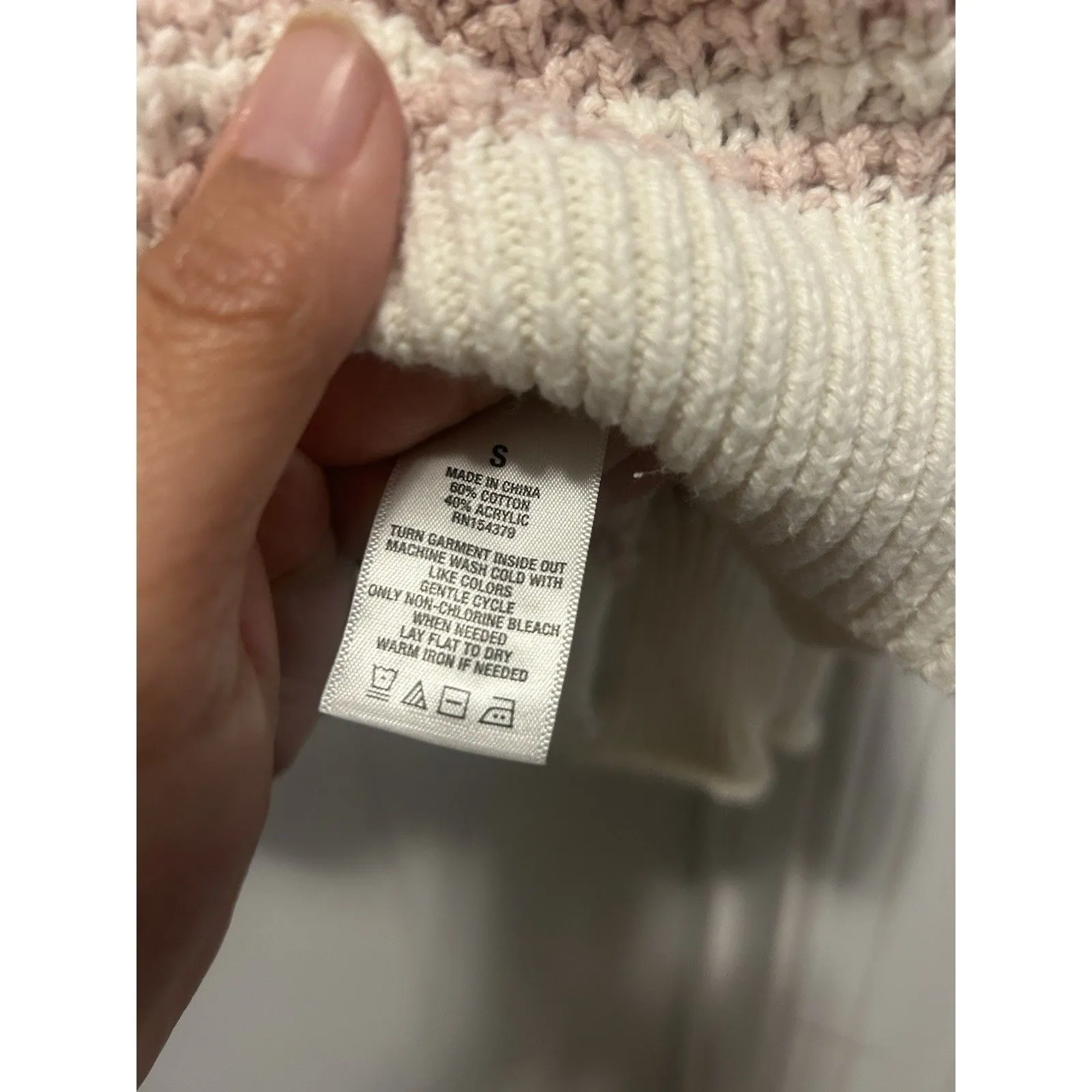 Purple Multi Striped Sweater Waffle Knit Top Size Small Crew Neck Drop Shoulder - Image 2