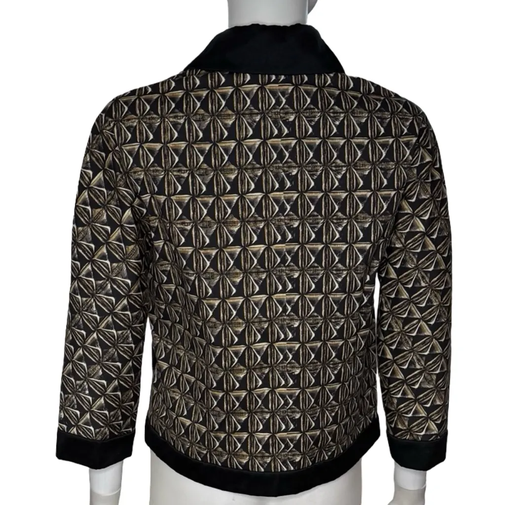 Love Moschino Black and Gold-Tone Geometric Blazer Jacket Women’s Sz 4 - Image 3