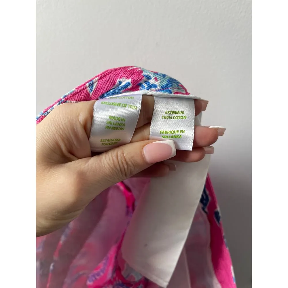 Lilly Pulitzer Coral Pink and Blue Adie Samba Print Summer Casual Shorts - Image 6