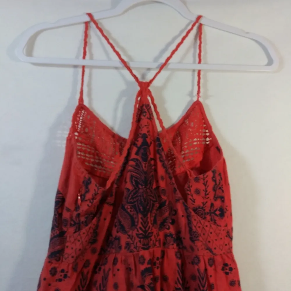 FREE PEOPLE EMBELLISHED BENJI DRESS SUNSHINE RED LINEN COTTON SIZE 0 - Image 12
