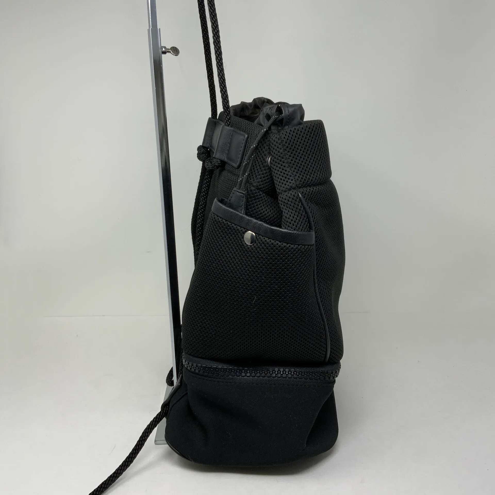 Transience  Plunge Black Mesh Lightweight Travel Everyday Drawstring Backpack - Image 2