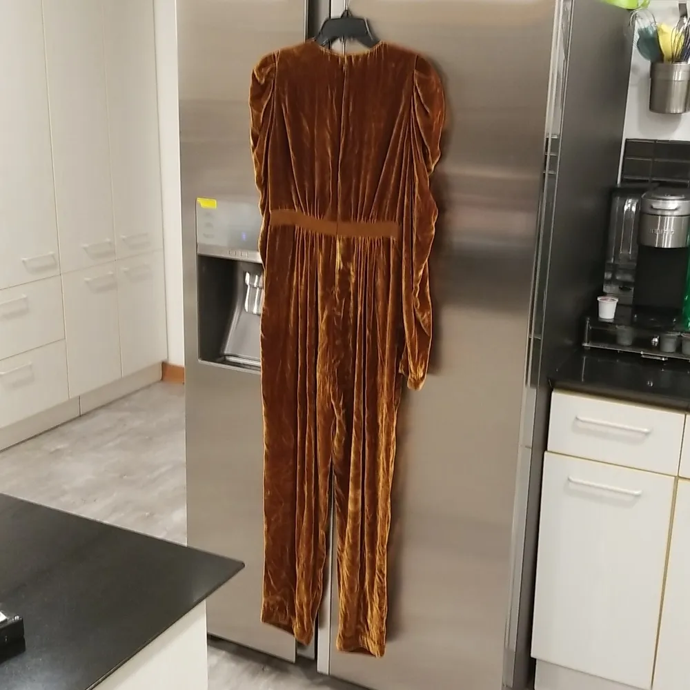 💕ULLA JOHNSON💕 Sabine Gathered Velvet Jumpsuit ~ Copper Brown 6 EUC - Image 14