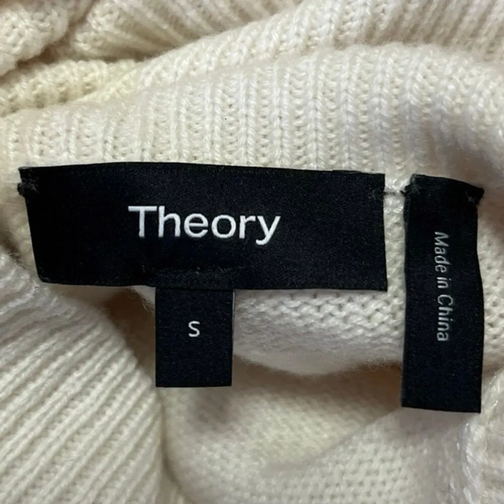 Theory White 100% Cashmere Turtleneck Knit Sleeveless Sweater Vest Top Size S - Image 3