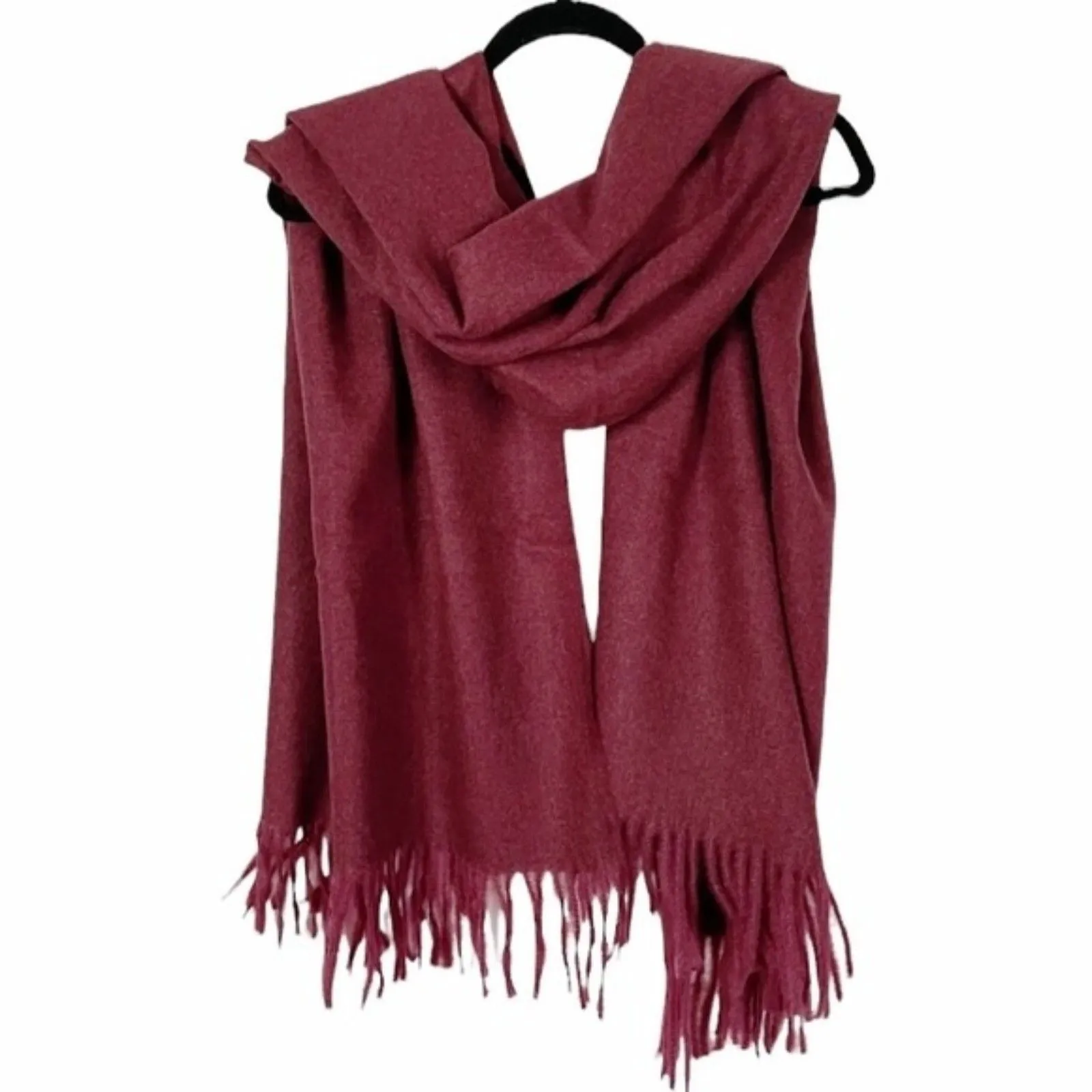 Liz Claiborne Wrap Burgundy Pashmina With Fringe Soft Shawl Scarf Winter New - Image 5