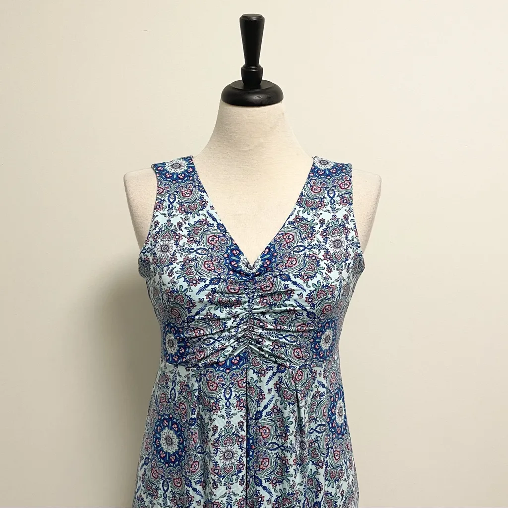 Talbots Multicolor Floral Mandala V Neck Sleeveless Maxi Dress Medium *HEMMED* - Image 2