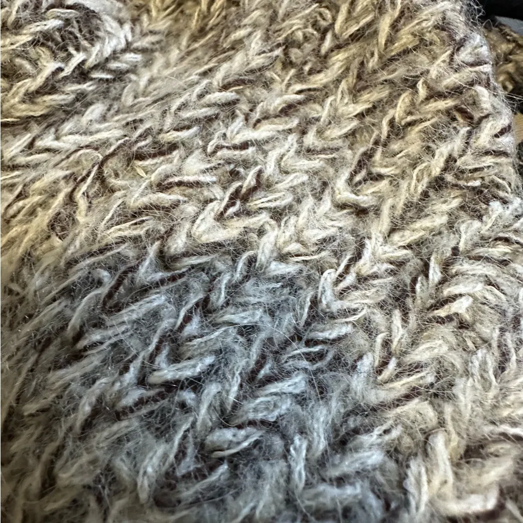 Vintage Wool Mohair Knot Dolman Sleeve Cardigan Womens Large Gray Brown White - Image 6