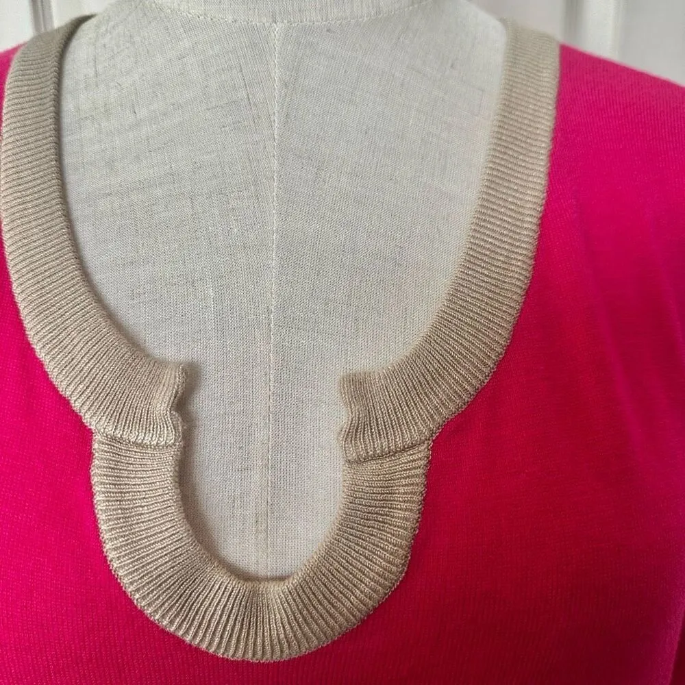 Cable and Gauge pink and orange short sleeved sweater - Image 3