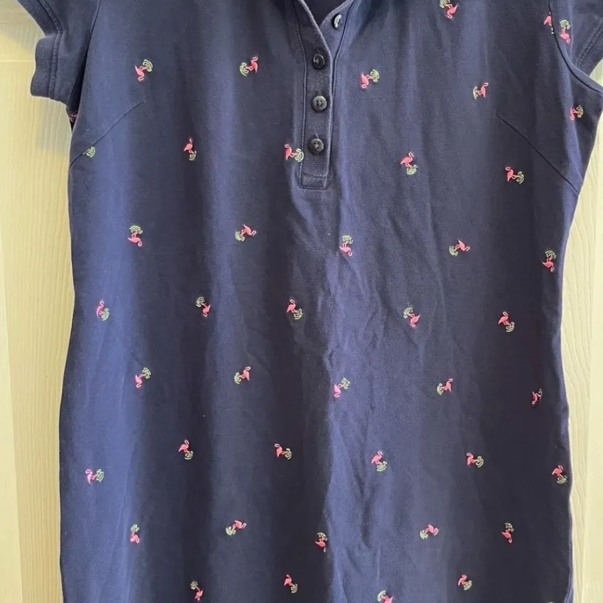 Talbots Petite Navy Flamingo Embroidered Polo Shirt Dress Size M
Preppy Nautical - Image 6
