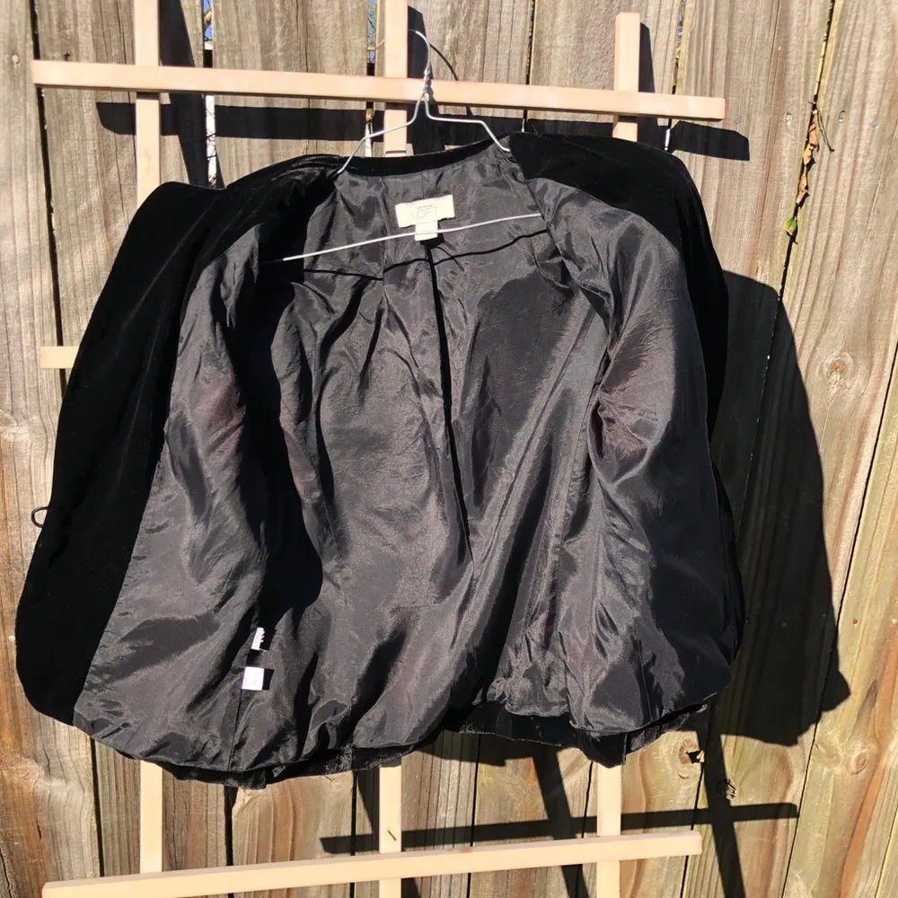 Ann Taylor Loft Black Velvet Silk blend jewel button blazer jacket 4 - Image 5