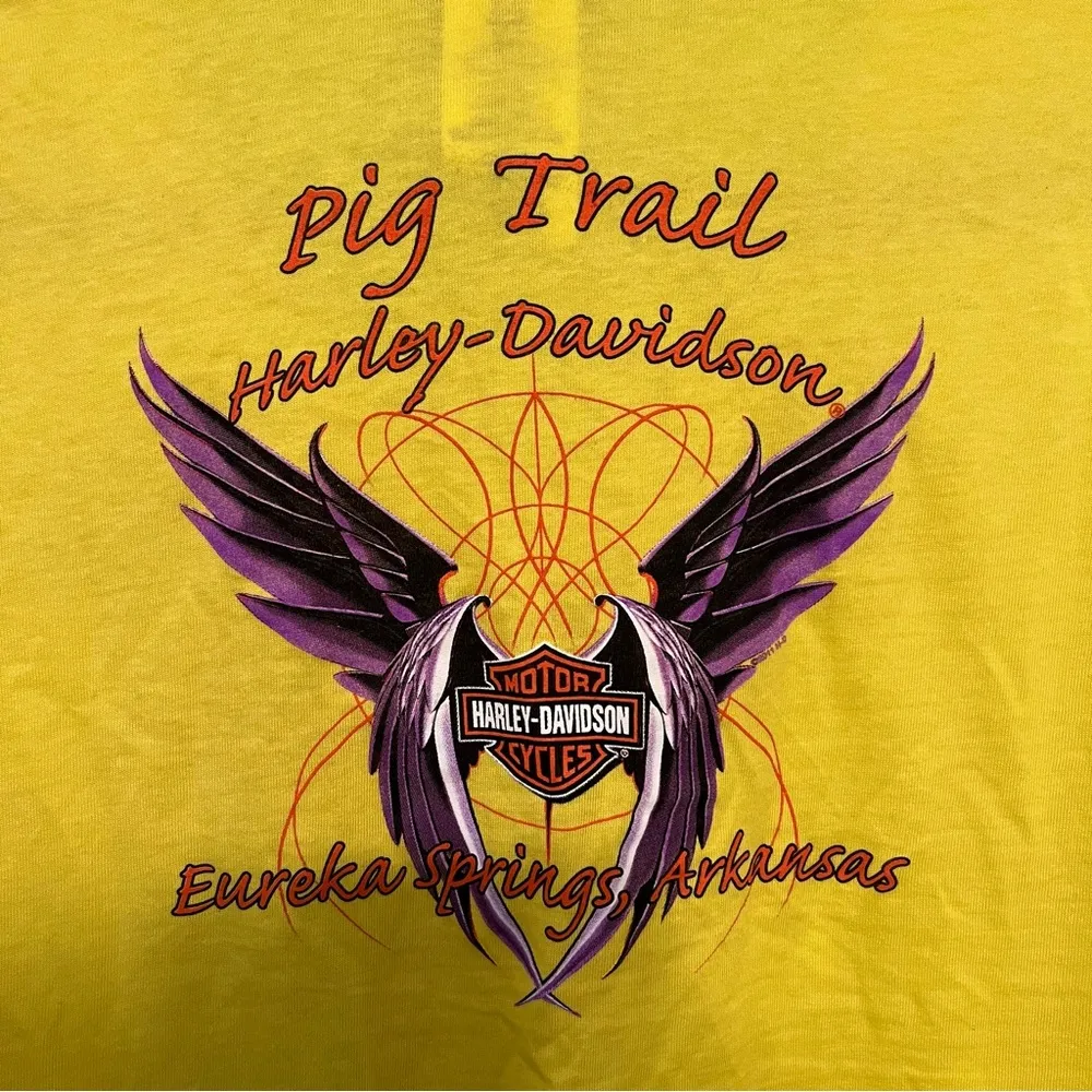 Harley Davidson Tee Yellow 3/4 Sleeves Live Laugh Love Ride Top Sz S GUC - Image 9