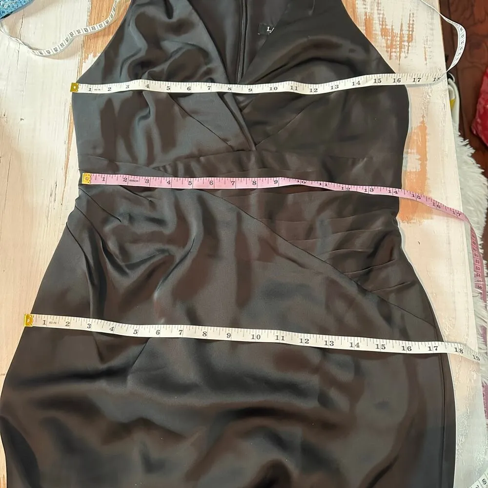 Lauren Ralph Lauren Satin Pleated Long Minimalist Gown Size US 6 Black - Image 10