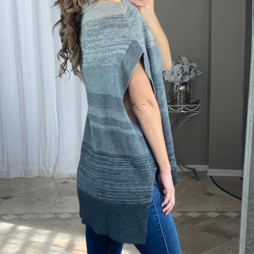 BCBMAXAZRIA Cashmere Wool Gray Oversize High Low Tunic Sweater Size M/L - Image 4