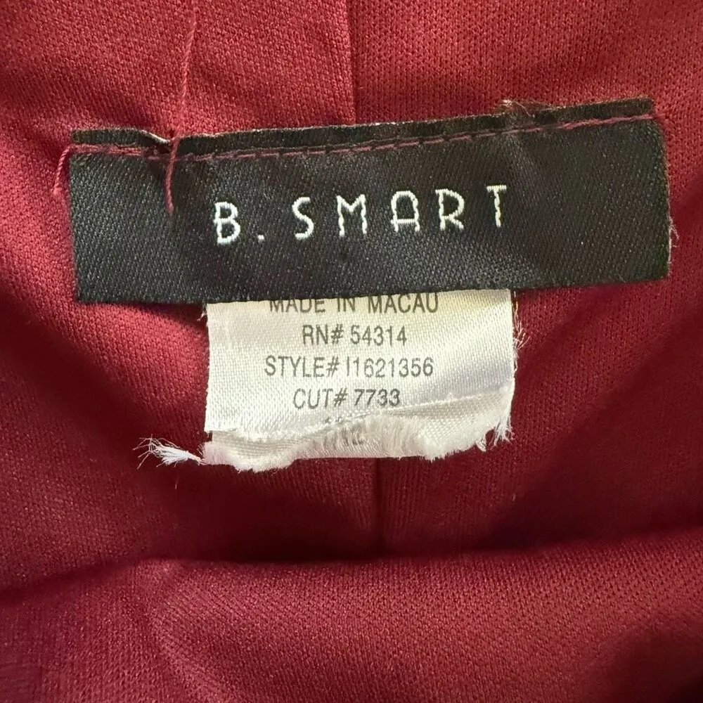 Vintage 90s B. Smart Chiffon Flutter Cap Sleeve Slip Midi Dress Burgundy M - Image 9