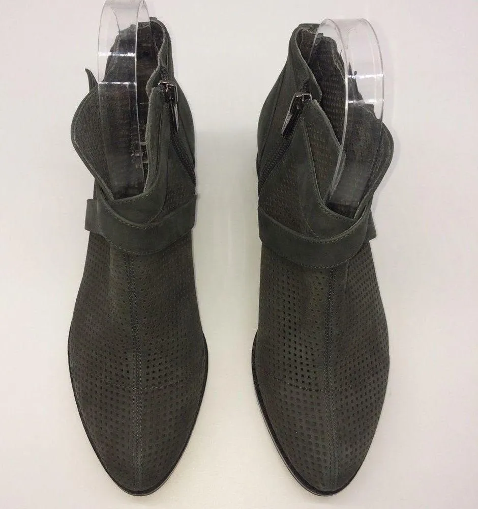 Vince Camuto Women's Dark Gray Laser Cut Perforated Suede Booties - Image 3
