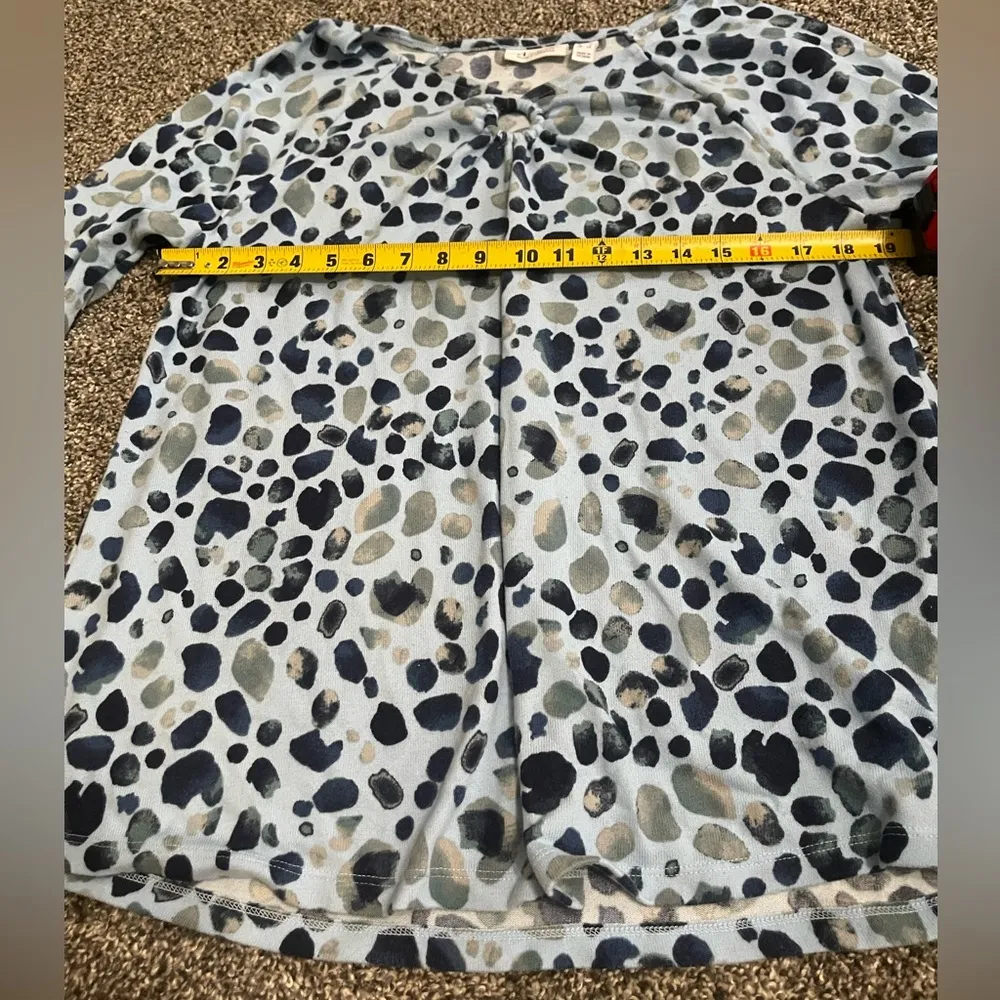 Denim & Co Brown Black Spotted Pullover O - Image 6