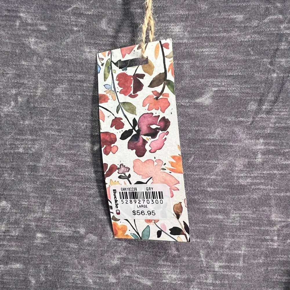 BKE Gimmicks FAB! Embroidered Mesh Boho Open Tie Festive Top in Gray L With Tags - Image 5