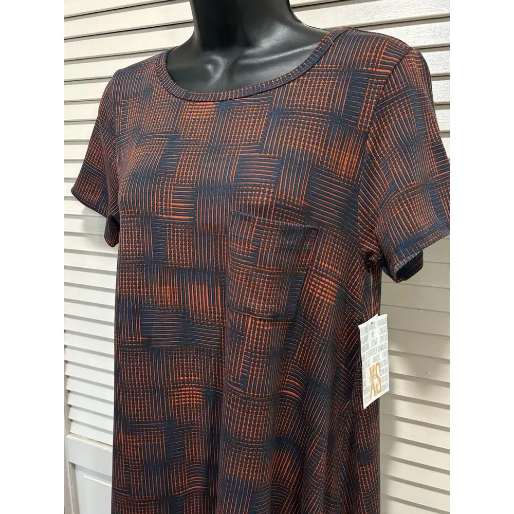 Lularoe Shirt Dress Black/Orange Pocket High/low Size XS Short Sleeve‎ - Carly - Image 2
