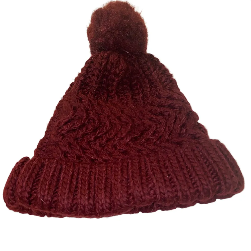 West Loop Knit Pom Pom Beanie Hat Fold Over Burgundy One Size Fits Most - Image 52