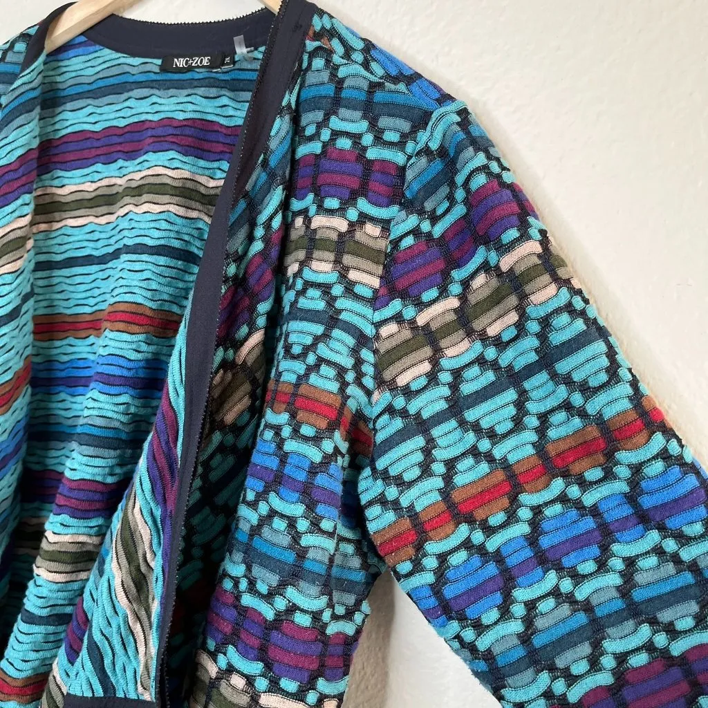 Nic + Zoe Womens Multicolor Knit Draped maximalist Cardigan Jacket Size 2X - Image 6