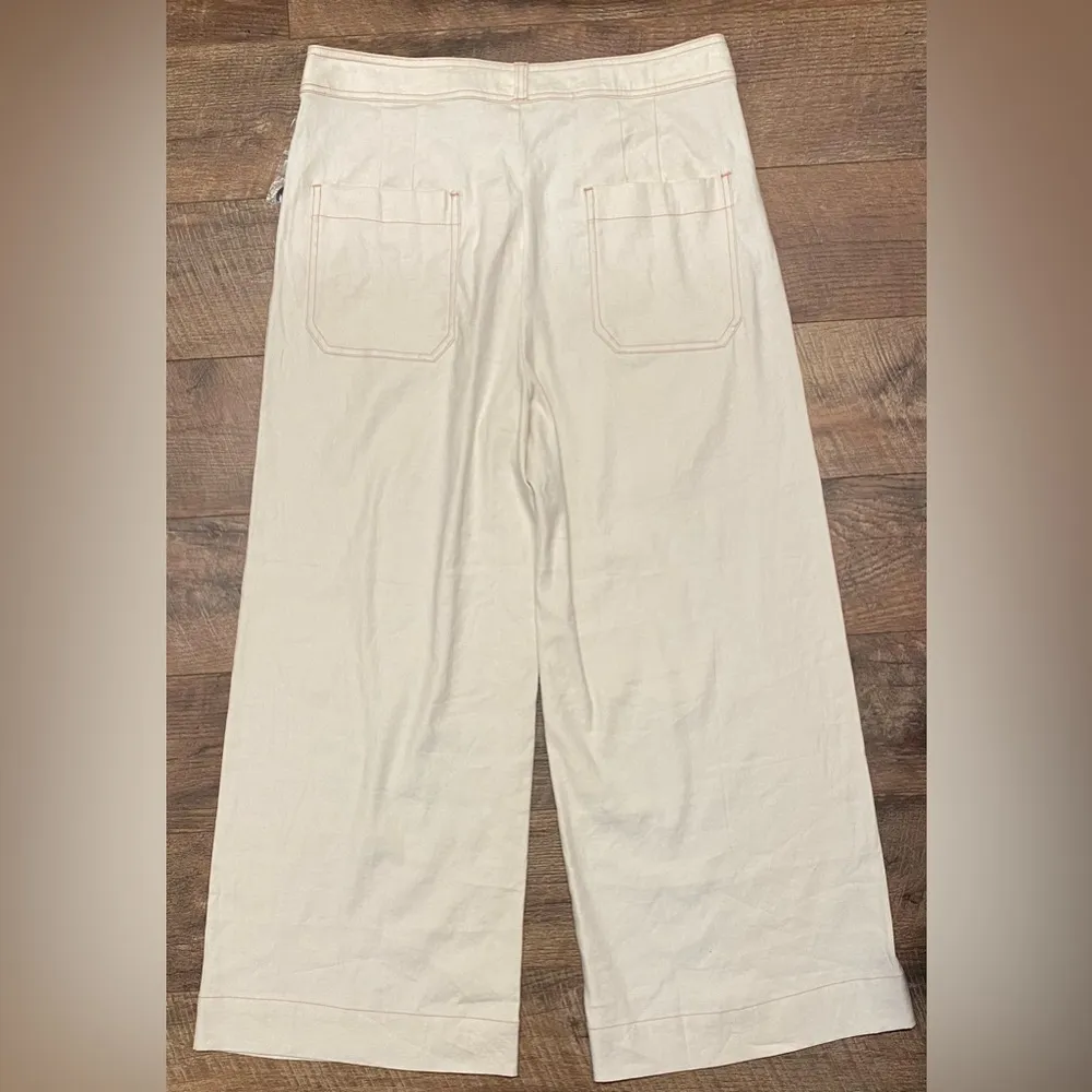 NWT Anthro Maeve The Ettie High Rise Crop Wide Leg Linen Blend Pant Size 32 - Image 8