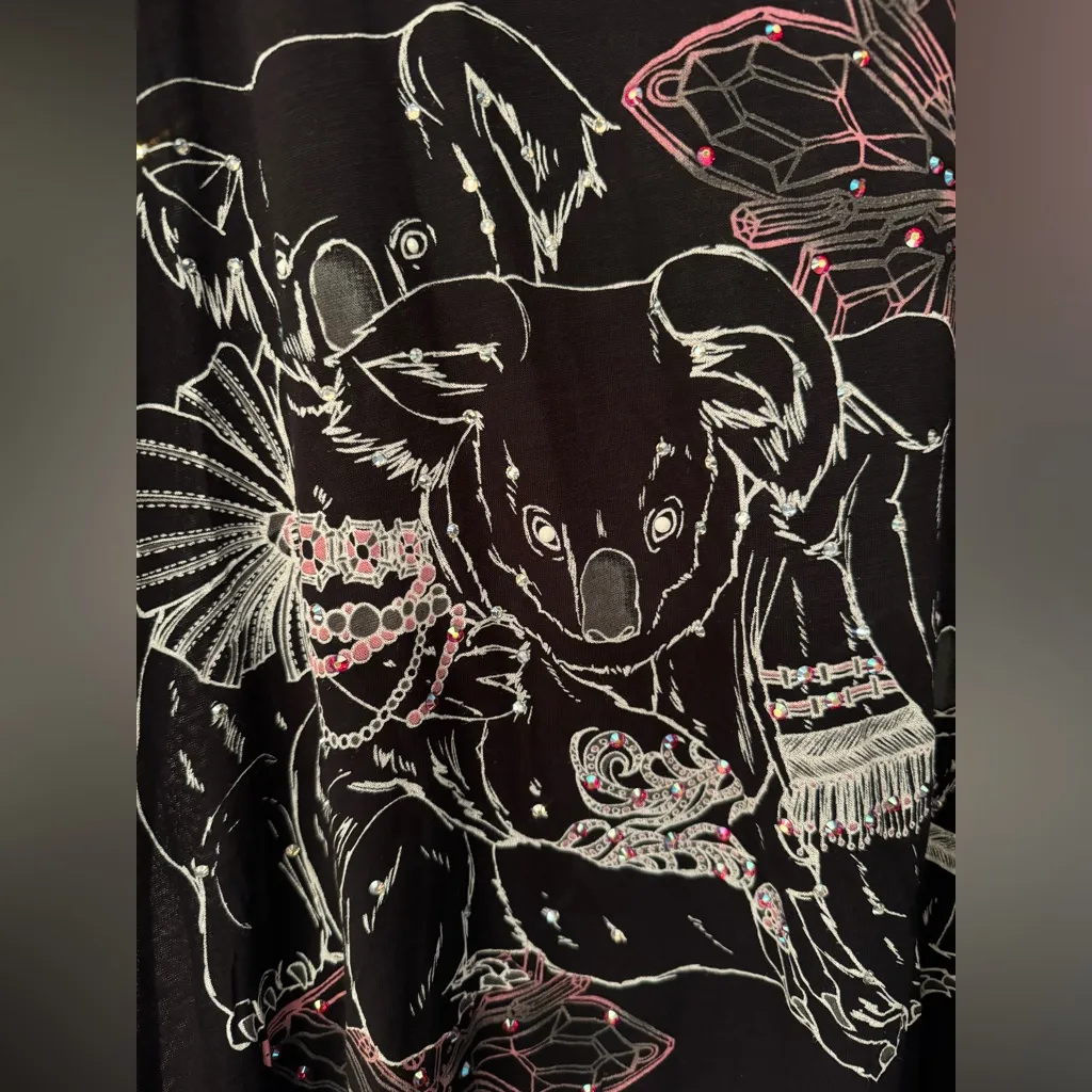 Key Closet Women’s Black Koalas Swarovski Studded Tank Top Size Small - Image 5